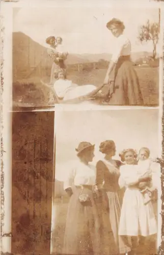 A094 Echt Foto 1911 Frauen Mädchen und Baby haben Spaß in der Natur München Postkarte
