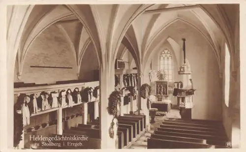 L012 Deutschland 1918 Heldengedaechtniskirche Stollberg Innenraum Vintage Postkarte
