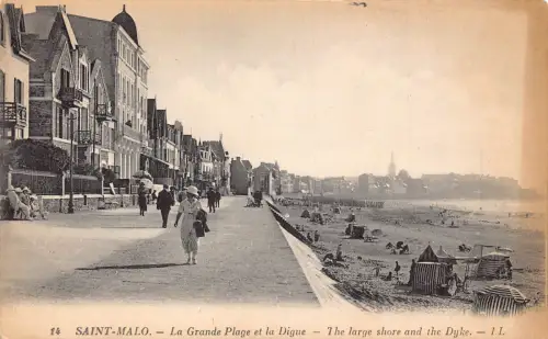 C017 Frankreich Saint Malo La Grande Plage et la Digue Vintage Postkarte