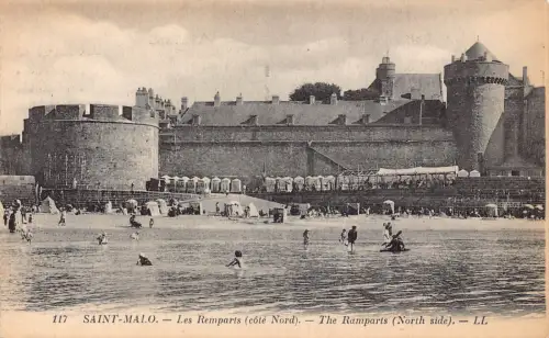 C017 Frankreich Saint Malo Die Stadtmauer Vintage Postkarte