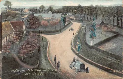 B661 Frankreich Circuit de la Seine interieure Ankunft einer Eu Autorennen Postkarte