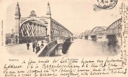 B661 Niederlande 1899 Maasbrug Rotterdam Brücken Vintage Postkarte