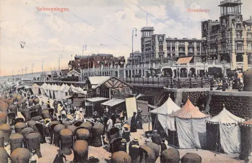 B663 Niederlande 1912 Scheveningen Strandleven Beach Vintage Postkarte