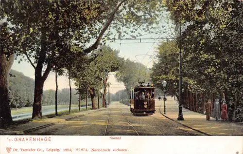 B663 Niederlande - Gravenhage Kanaal Straßenbahn Haag Vintage Postkarte