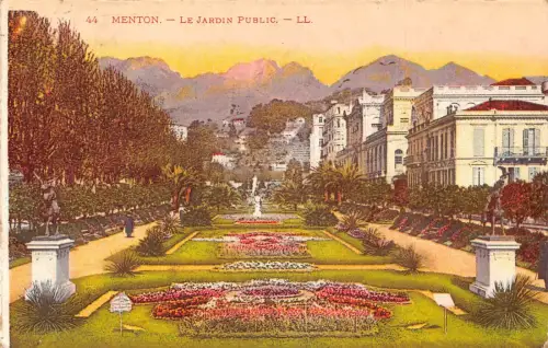 C020 Frankreich, Menton Le Jardin Public 1923 alte Postkarte