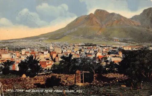 B177 Südafrika 1911 Kapstadt und Teufelsgipfel von Signal Hill Postkarte