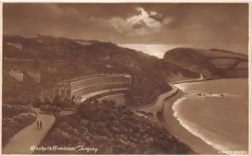 B180 England 1936 Hesketh Crescent Torquay Vintage Postkarte