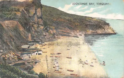 B178 England Oddicombe Bay Torquay Vintage Postkarte
