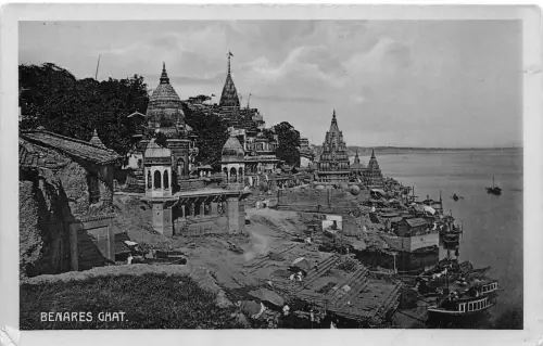 B177 Indien Benares Ghat RPPC Vintage Postkarte