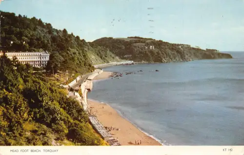 B179 England 1958 Mead Foot Beach Torquay Vintage Postkarte