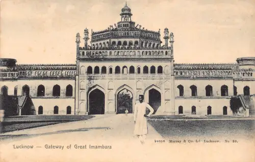 B181 Indien Tor des großen Imambara Ureinwohner Vintage Postkarte
