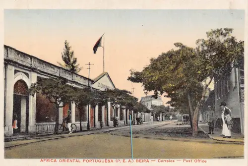 B666 Mosambik Beira Correios Post Office Flagge Vintage Postkarte