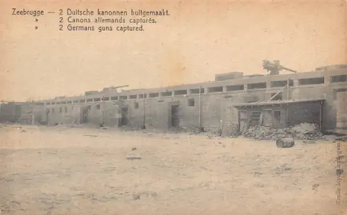 B667 Belgien Zeebrugge 2 Deutsche Geschütze erbeutet 1. Weltkrieg Militär Postkarte