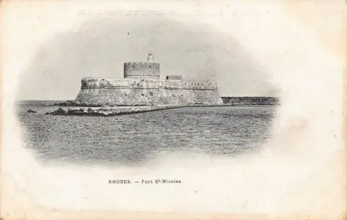 B667 Griechenland Rhodos Fort St Nicolas Vintage Postkarte
