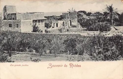 B667 Griechenland Souvenir de Rhodes Grands Jardins Garten Postkarte