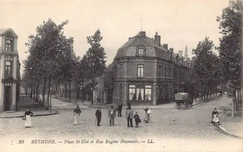A914 Frankreich Bethune Place St Eloi et Rue Eugene Haynault Postkarte
