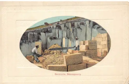 B668 Bermuda Steinbruch Ureinwohner Industrie Passepartout Postkarte
