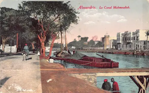 B668 Ägypten Alexandria Kanal Mahmoudieh Boot Vintage Postkarte