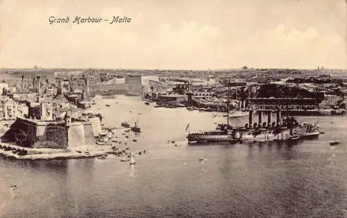 B668 Malta Grand Harbour Steamboat Vintage Postkarte