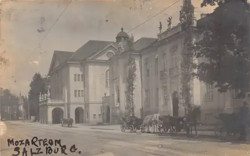 A915 Österreich 1924 Mozarteum Salzburg Kutsche RPPC Vintage Postkarte