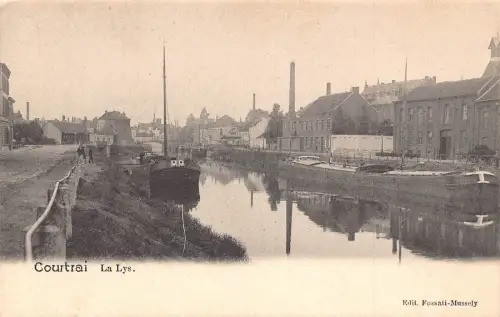 A916 Belgien Courtrai La Lys Boote Vintage Postkarte
