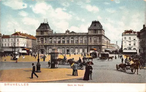 A916 Belgien Bruxelles Brüssel Gare du Nord Bahnhof Vintage Postkarte