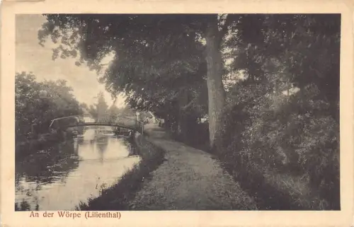 L344 Deutschland An der Woerpe Lilienthal Flussbrücke Baum Vintage Postkarte