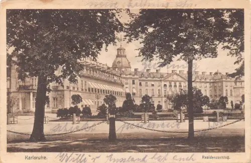 L196 Deutschland 1917 Karlsruher Residenzschloss Feldpost 1. Weltkrieg alte Postkarte