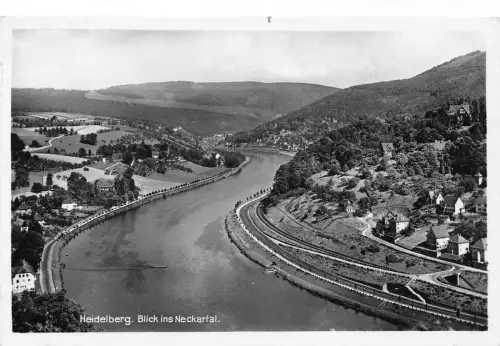 L346 Deutschland 1936 Heidelberg Blick ins Neckartal Fluss Vintage Postkarten