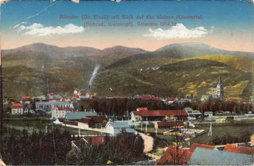 L016 Deutschland 1917 Feldpost 1. Weltkrieg Münster Münstertal Industrie Vintage Postkarte