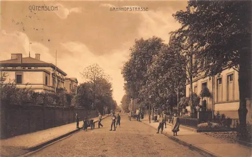 L408 Deutschland 1912 Gütersloh Bahnhofstraße Vintage Postkarte