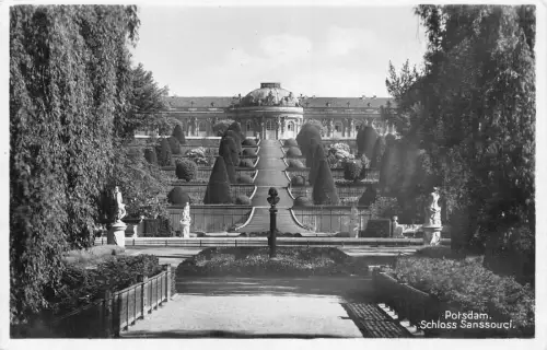 L016 Deutschland 1932 Potsdam Schloss Sanssouci Luftpost RPPC Vintage Postkarte