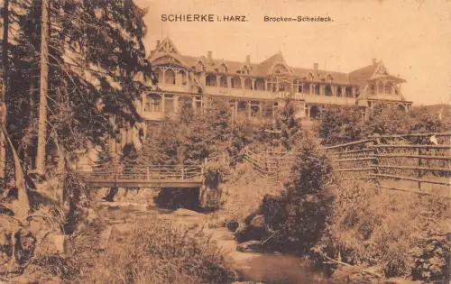 L016 Deutschland 1924 Schierke Harz Brocken Scheideck Hotel Vintage Postkarte