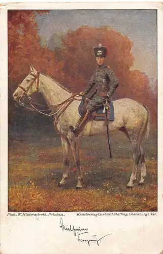 L077 Deutsches Königshaus Kronprinz Friedrich Wilhelm in Uniform Reitpostkarte