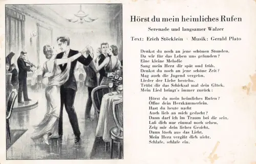 Liederkarte Serenade Walz Paar Tanzen Hoerst du mein Heimliches Rufen Postkarte