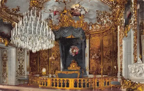 L198 Deutschland Kgl Schloss Linderhof Schlafzimmer Schlafzimmer Schloss Innen Postkarte