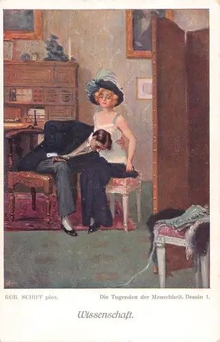 B192 Kunst von Rob Schiff Wissenschaft Paar Make Up nach Kampf Postkarte