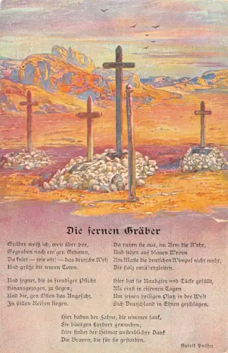 B192 Militär 1. Weltkrieg Soldatengrab Gedicht Fern Graeber Postkarte