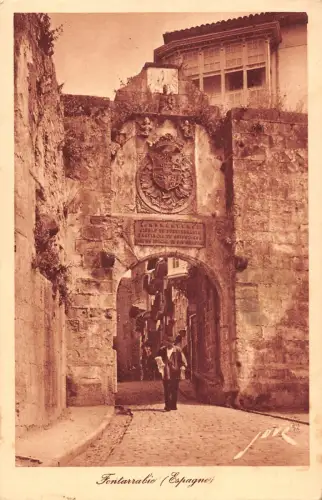 B195 Spanien Fontarrabie Port de Sainte Marie Vintage Postkarte