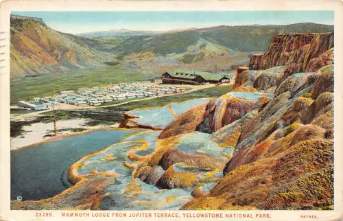 B184 USA 1932 Mammoth Lodge from Jupiter Terrace Yellowstone Park Postkarte