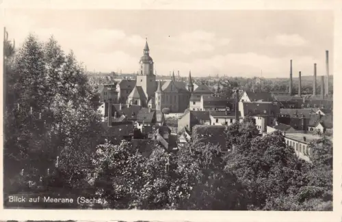 B198 Deutschland Blick auf Meerane Sachs RPPC Vintage Postkarte