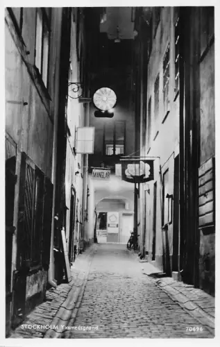 B202 Schweden Stockholm Yxsmedsgraned Street Menglar Schild RPPC Vintage Postkarte