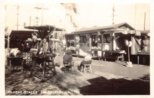 B184 US Olvera Street Los Angeles Kalifornien RPPC Vintage Postkarte