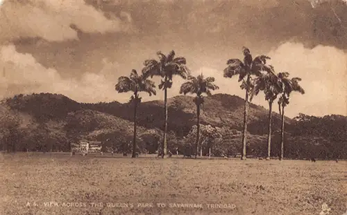 B206 Trinidad 1925 Blick über den Park der Königin nach Savannah Vintage Postkarte