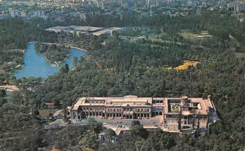 B188 Mexiko Luftansicht des Chapultepec Castle Lake and Park Postkarte