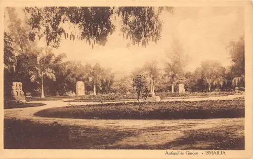 B204 Ägypten Ismailia Antiquitäten Garten Vintage Postkarte