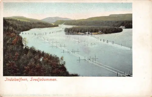 B203 Schweden Indalselfven Svedjebommen Fluss Vintage Postkarte