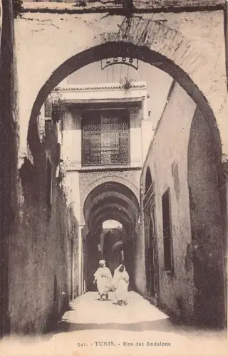 B202 Tunesien Tunis Rue des Andalous Vintage Postkarte