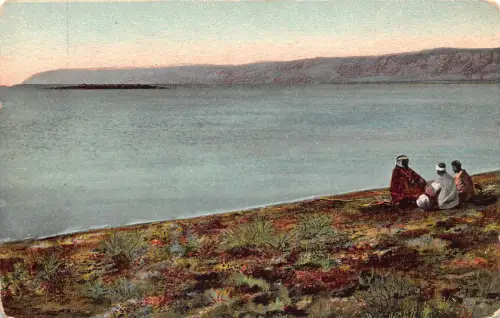 B205 Israel Totes Meer Ureinwohner Männer Ethno Vintage Postkarte