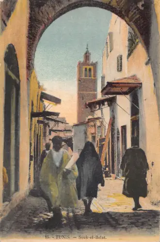 B202 Tunesien Tunis Souk el Belat Ureinwohner Ethno Vintage Postkarte